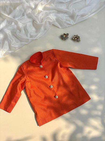 Tangerine Strip Tissue Silk Kurta