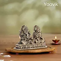 Lord Ganesha with Lakshmi – Sacred Harmony | Fine Brass | Platform Seated | 2.8”