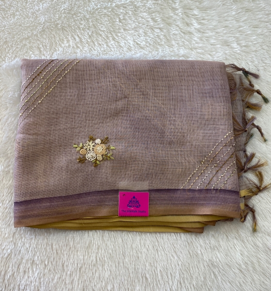 Madavi - The Linen Cotton Saree in Thread Embroidery SWS36