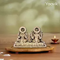 Lord Ganesha with Lakshmi – Sacred Harmony | Fine Brass | Platform Seated | 2.8”