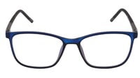 Unisex Rectangular Medium Spectacle Frame. Dark Blue Color Rim. Grey & Black Color Temple.