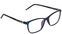Unisex Rectangular Medium Spectacle Frame. Dark Blue Color Rim. Grey & Black Color Temple.