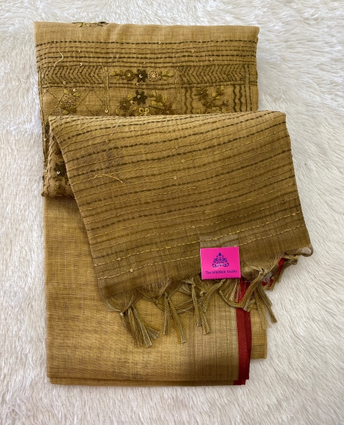 Saanvi - The Linen French Knot Saree SWS37