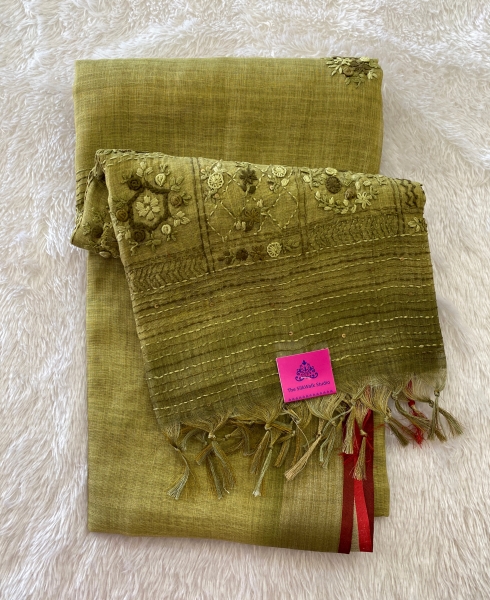 Saanvi - The Linen French Knot Saree SWS37