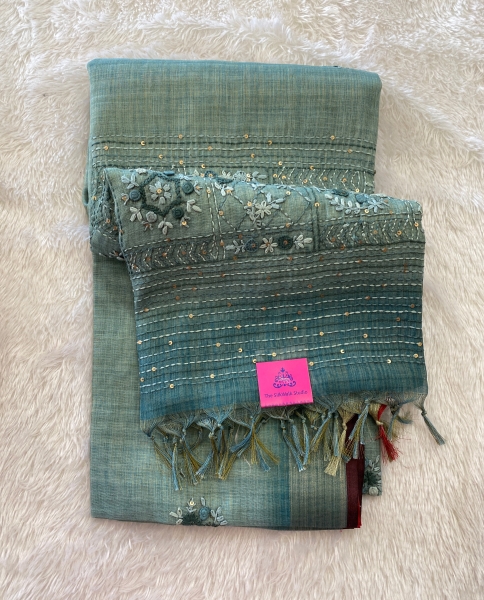 Saanvi - The Linen French Knot Saree SWS37