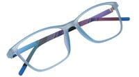 Unisex Rectangular Medium Spectacle Frame. See Through Light Blue Color Rim.