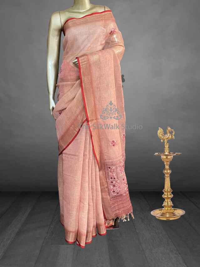 Saanvi - The Linen French Knot Saree SWS37