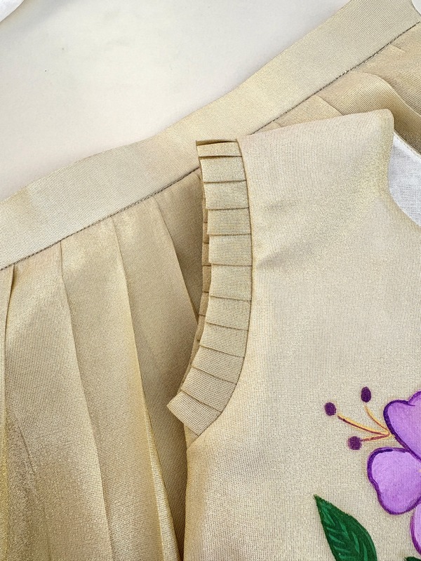 Lilac Lush Floral Handpainted Silk Skirt Set