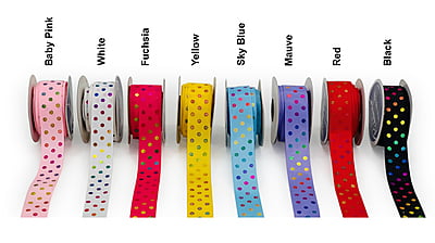 Rainbow Foil Polka Dot Ribbon