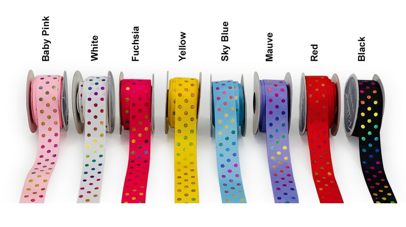 Rainbow Foil Polka Dot Ribbon
