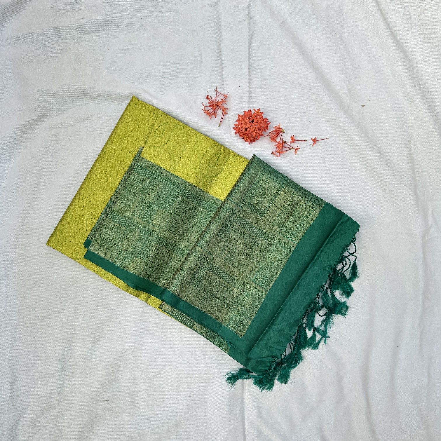 Parrot Green Soft Silk Saree