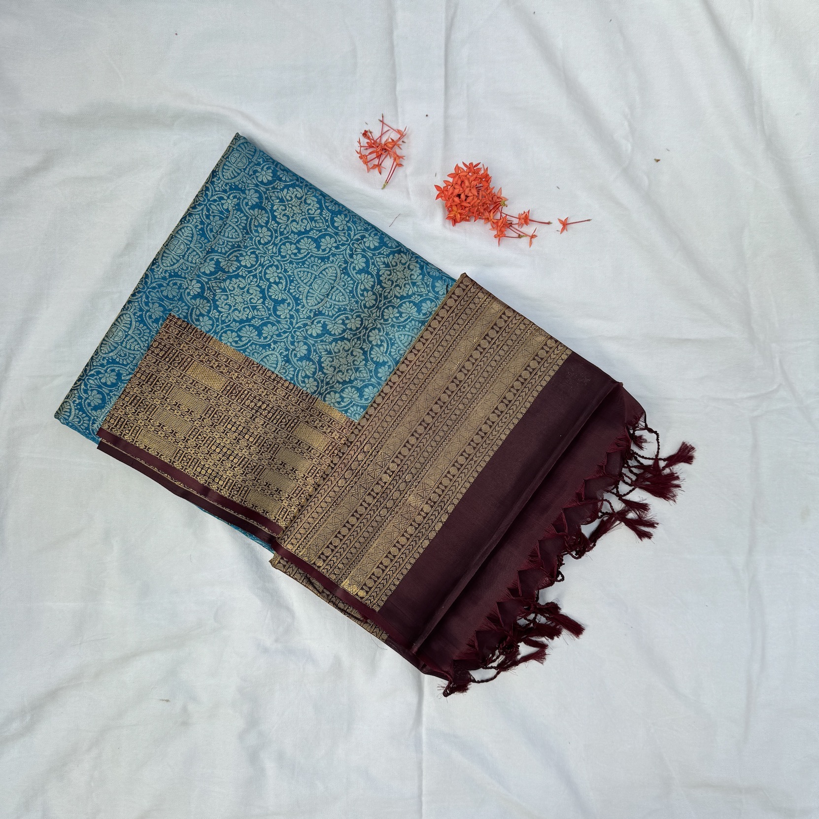 Elm Blue Soft Silk Saree