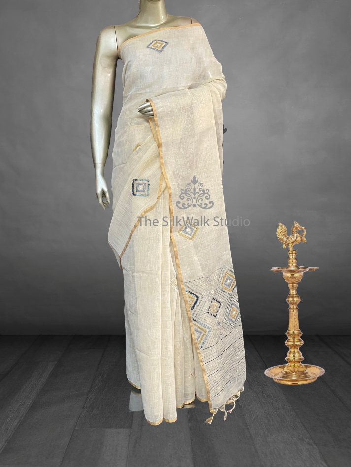 Amaya - The Linen Saree in Thread Work SWS34