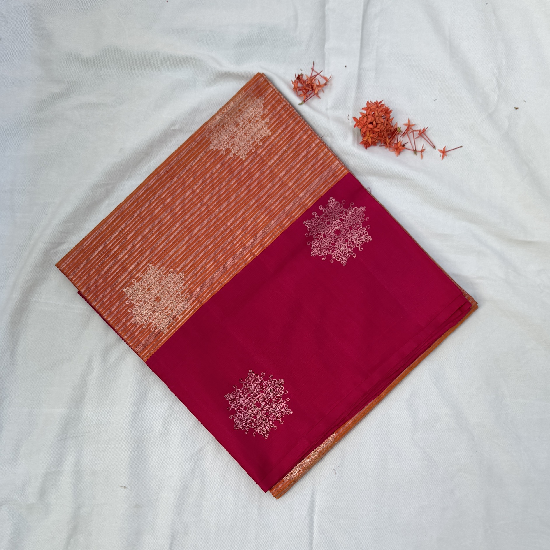 Crush Orange Soft Silk Saree