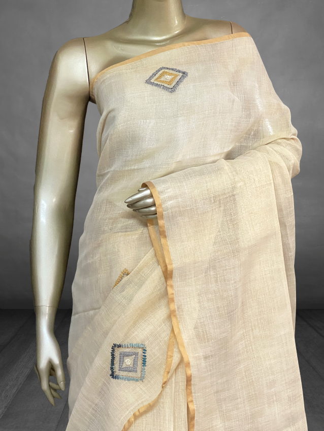 Amaya - The Linen Saree in Thread Work SWS34
