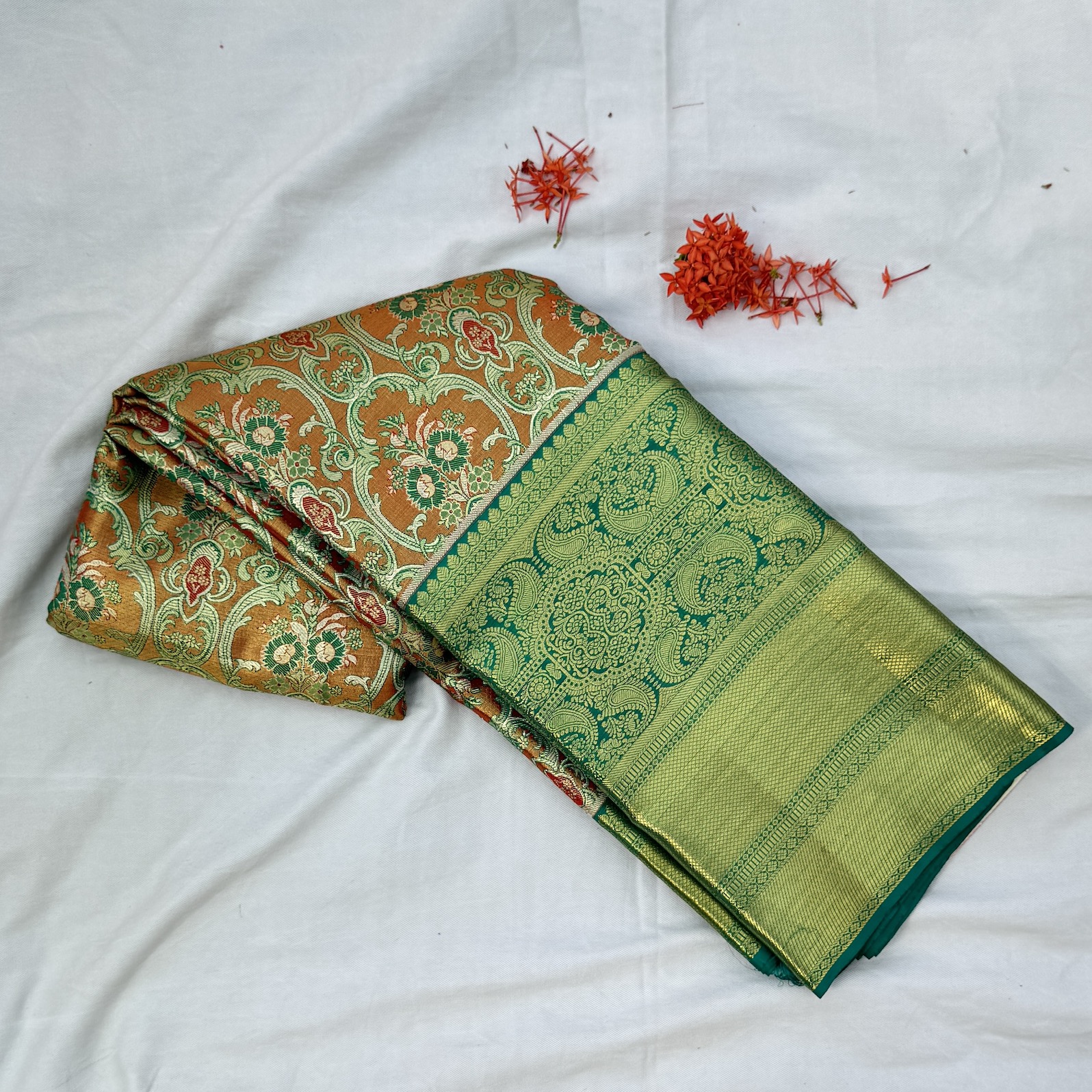 Orange Kanjivaram Tissue