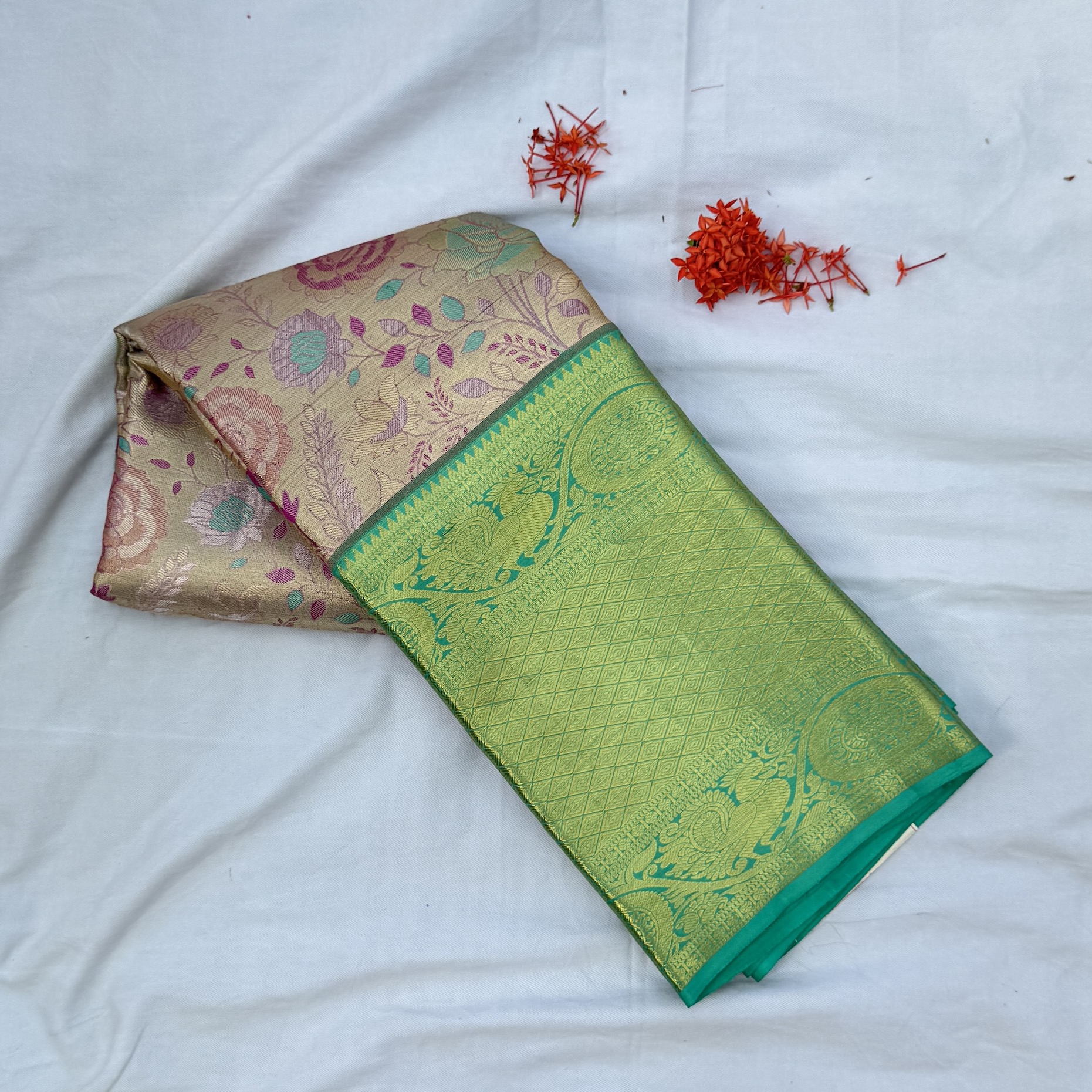 Pastel Kanjivaram Tissue Saree