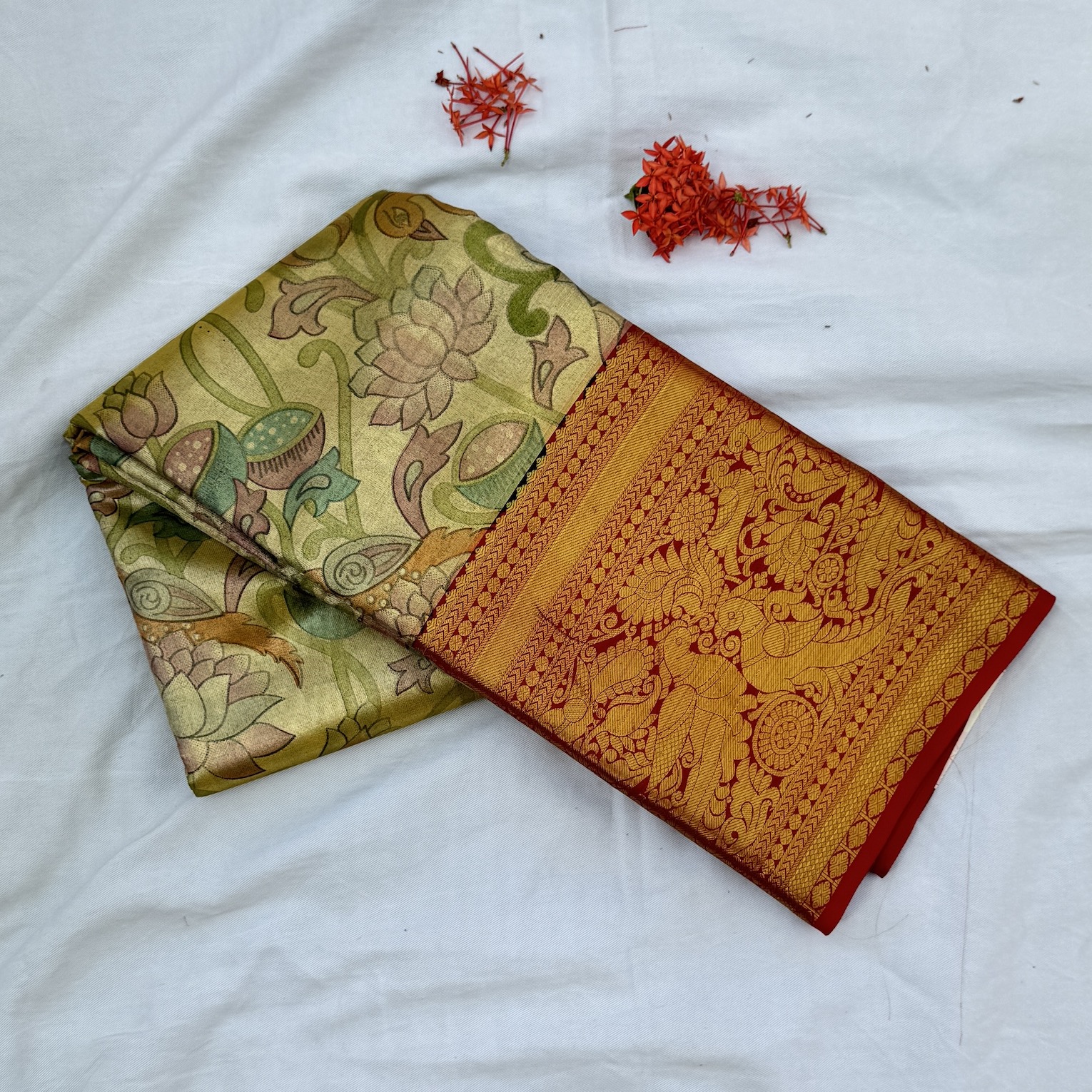 Kalamkari Style Kanjivaram Tissue Saree