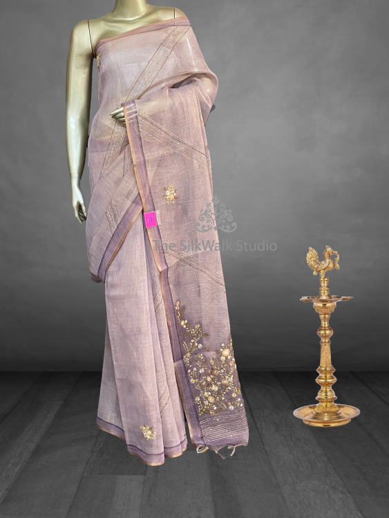 Madavi - The Linen Cotton Saree in Thread Embroidery SWS36