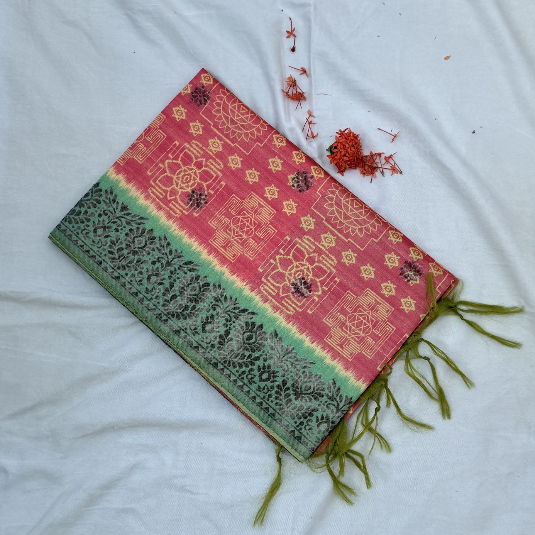 Rouge Pink Tussar Saree