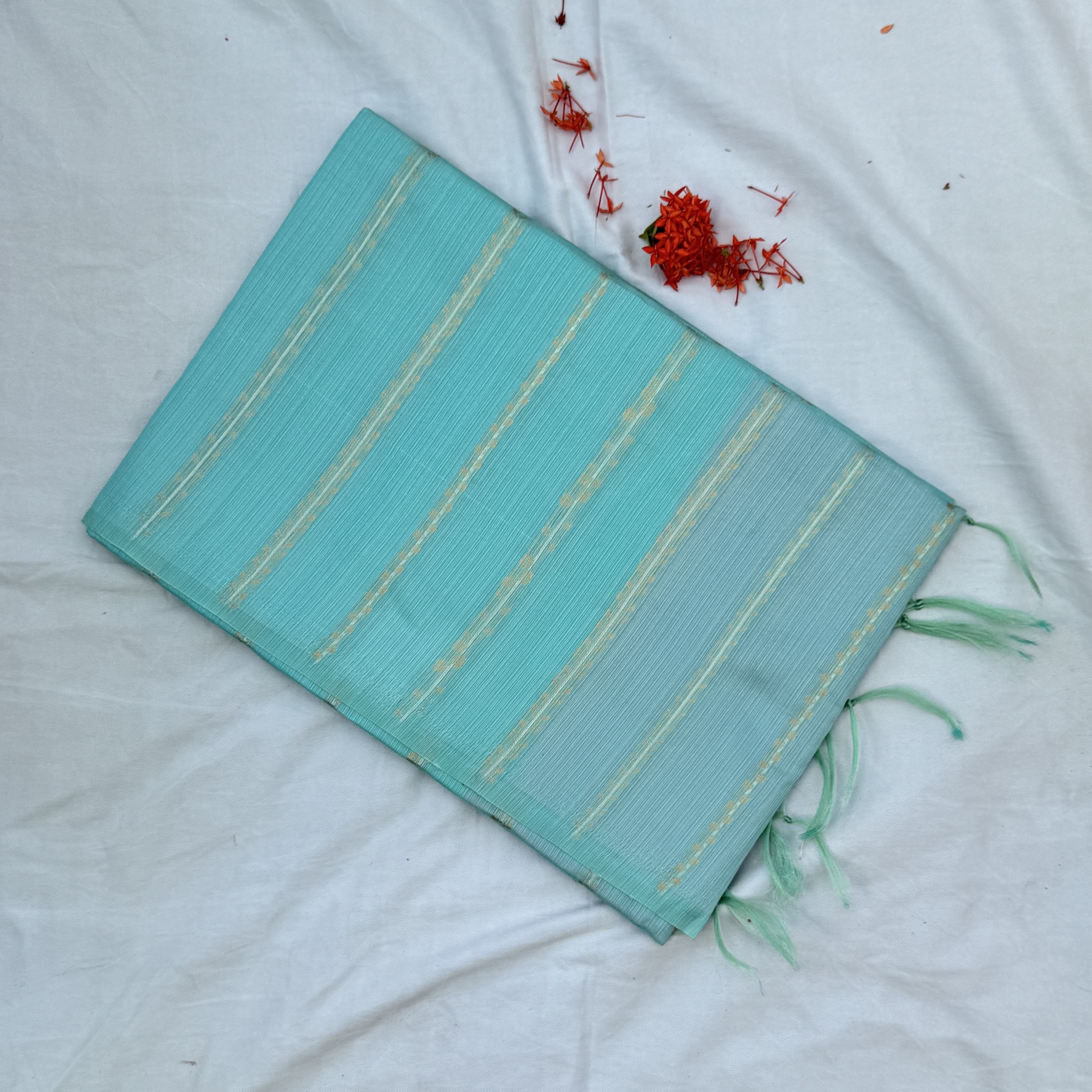 Sea Blue Tussar Saree