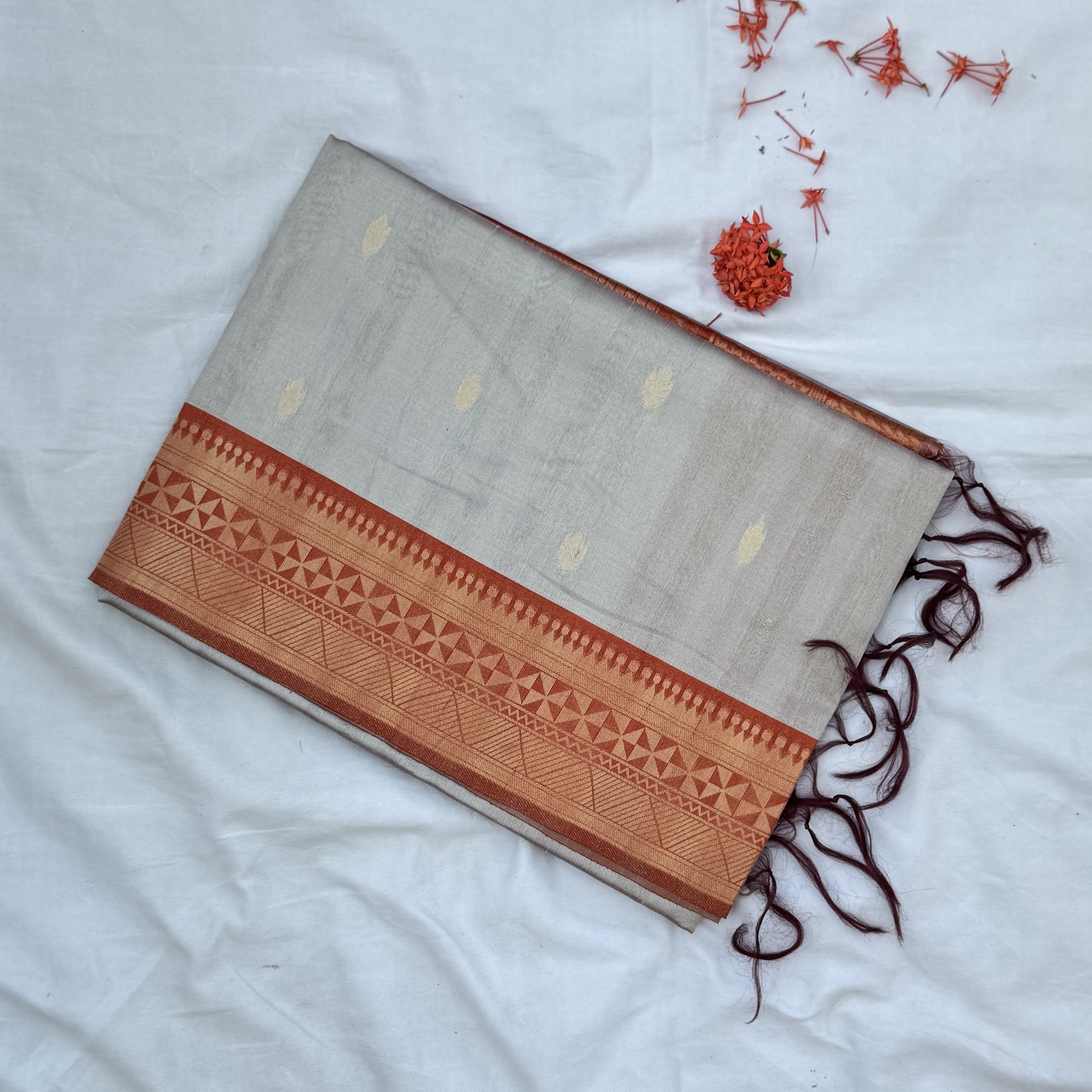 Silver Gray Tussar Saree