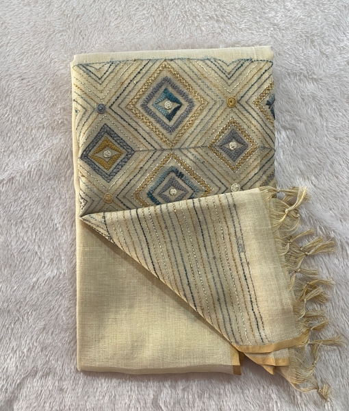 Amaya - The Linen Saree in Thread Work SWS34