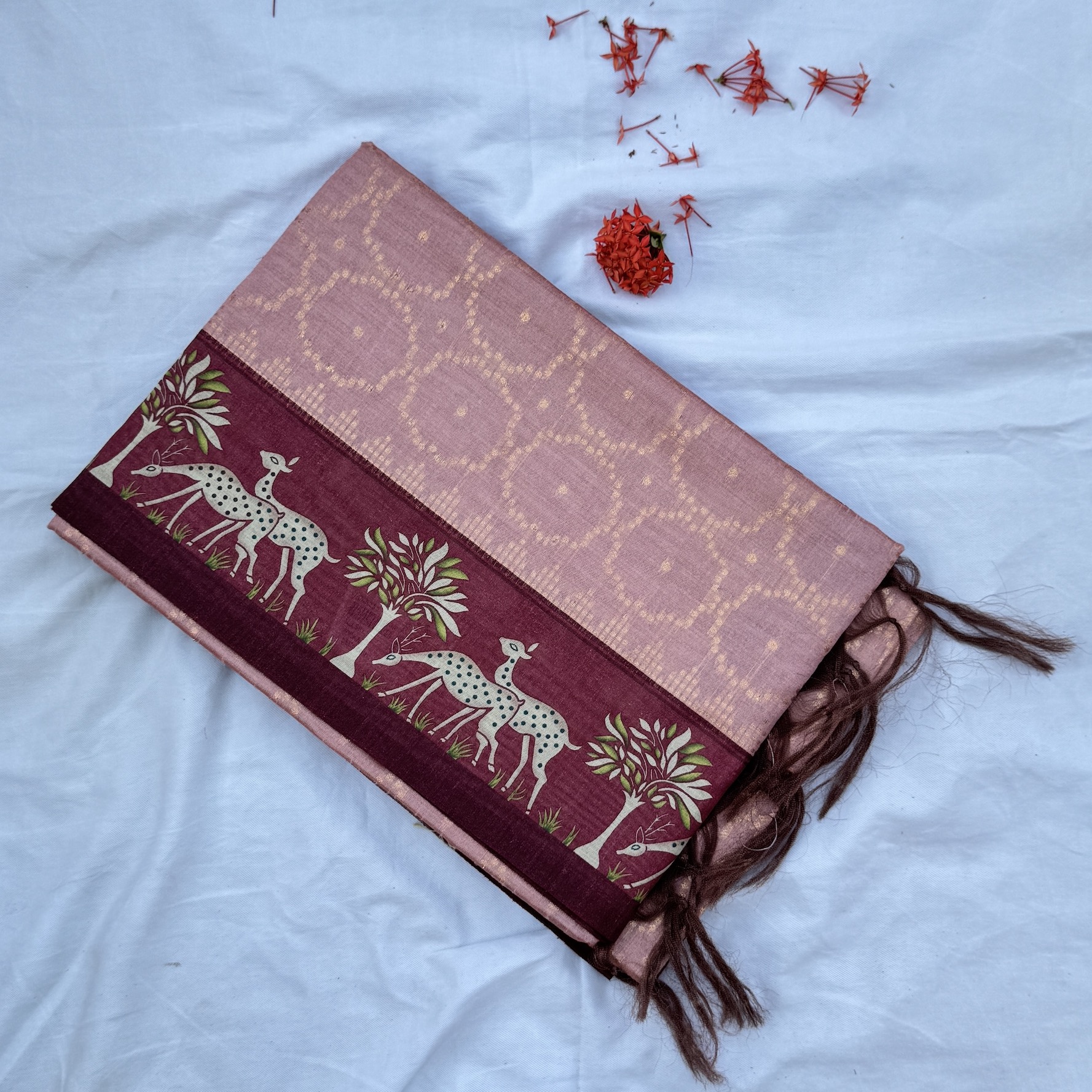 Mauve Chaapa Tussar Saree