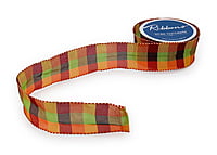 Lime Green & Turquoise Blue Check Ribbon