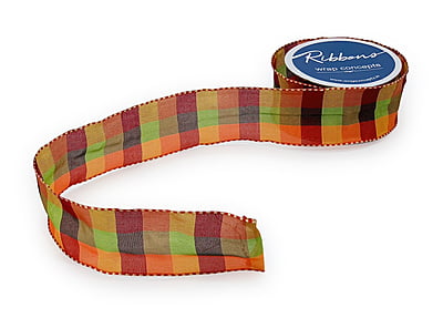 Lime Green & Turquoise Blue Check Ribbon