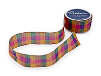 Lime Green & Turquoise Blue Check Ribbon