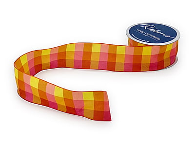 Lime Green & Turquoise Blue Check Ribbon