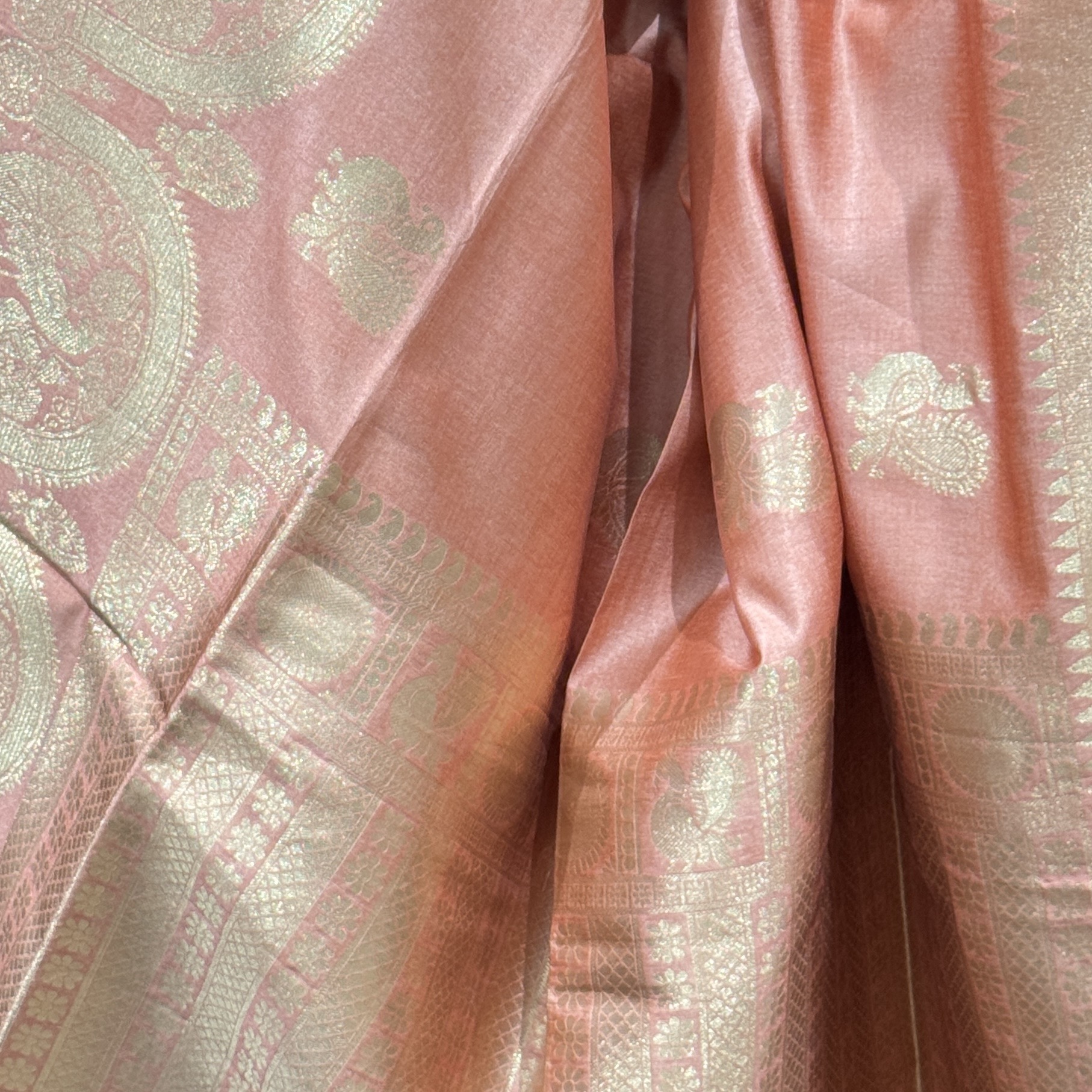 Berry Pink Chaapa Tussar with Archway