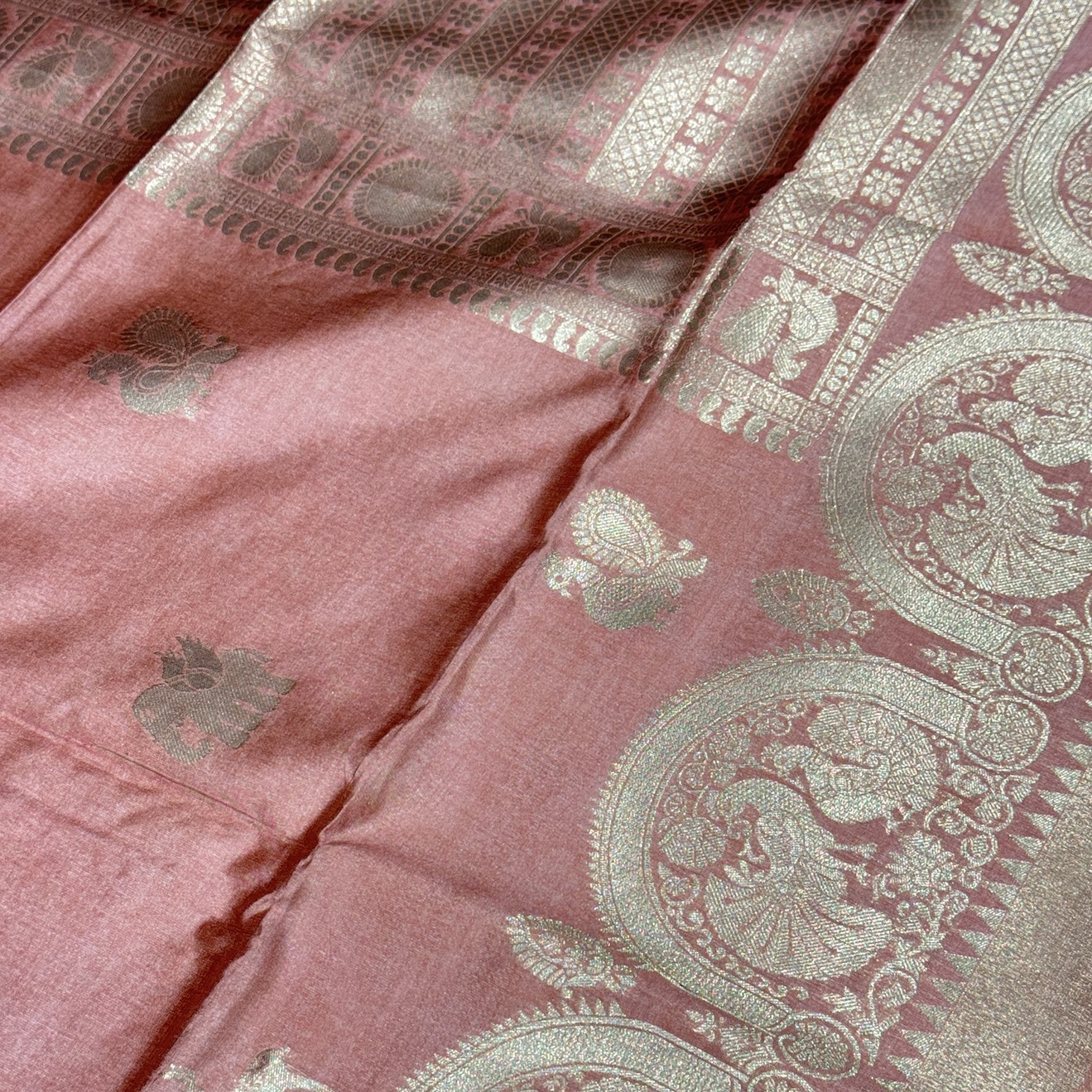 Berry Pink Chaapa Tussar with Archway