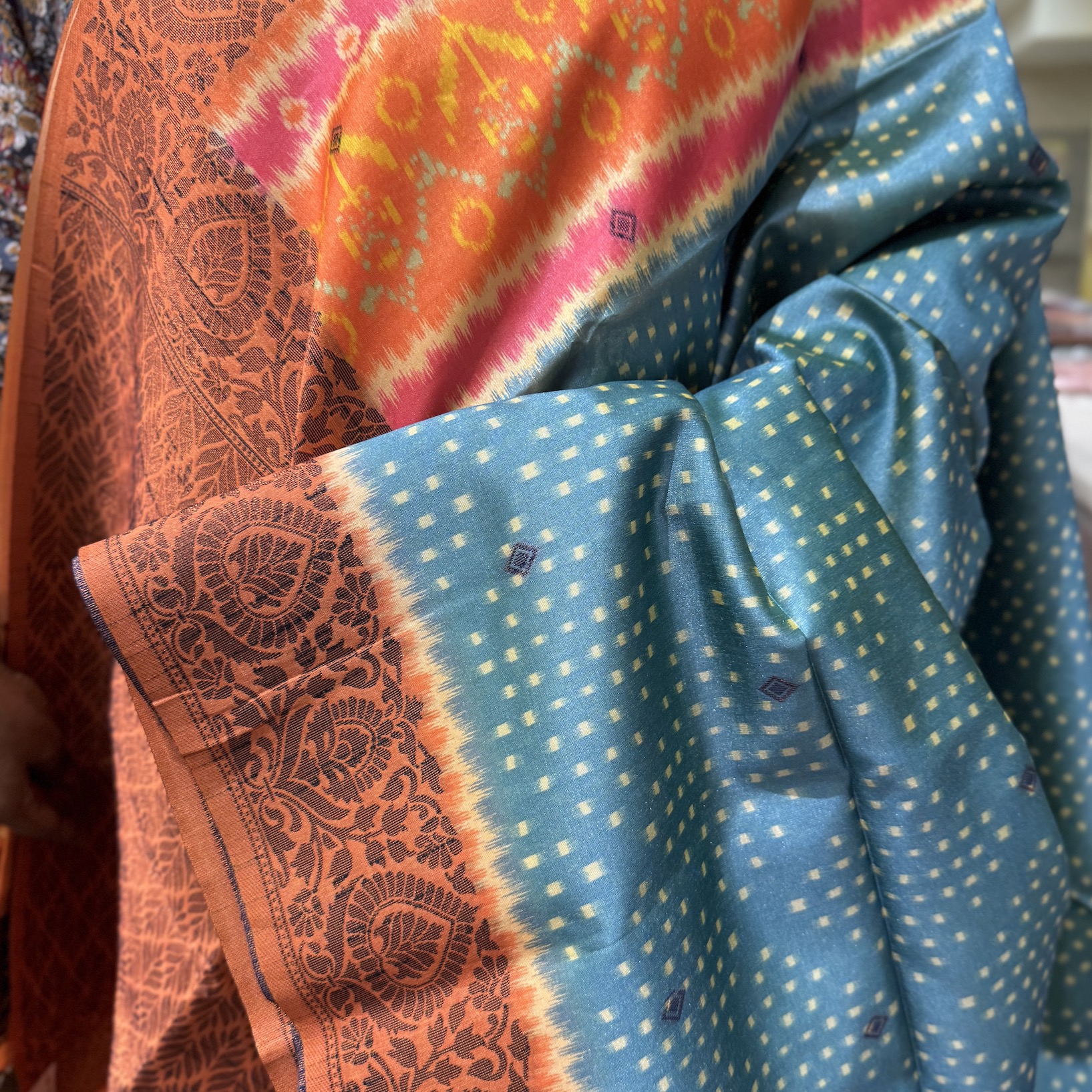 Magic Teal Tussar Saree