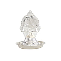 Silver Plate with Kamakshi Diya Villakku Set