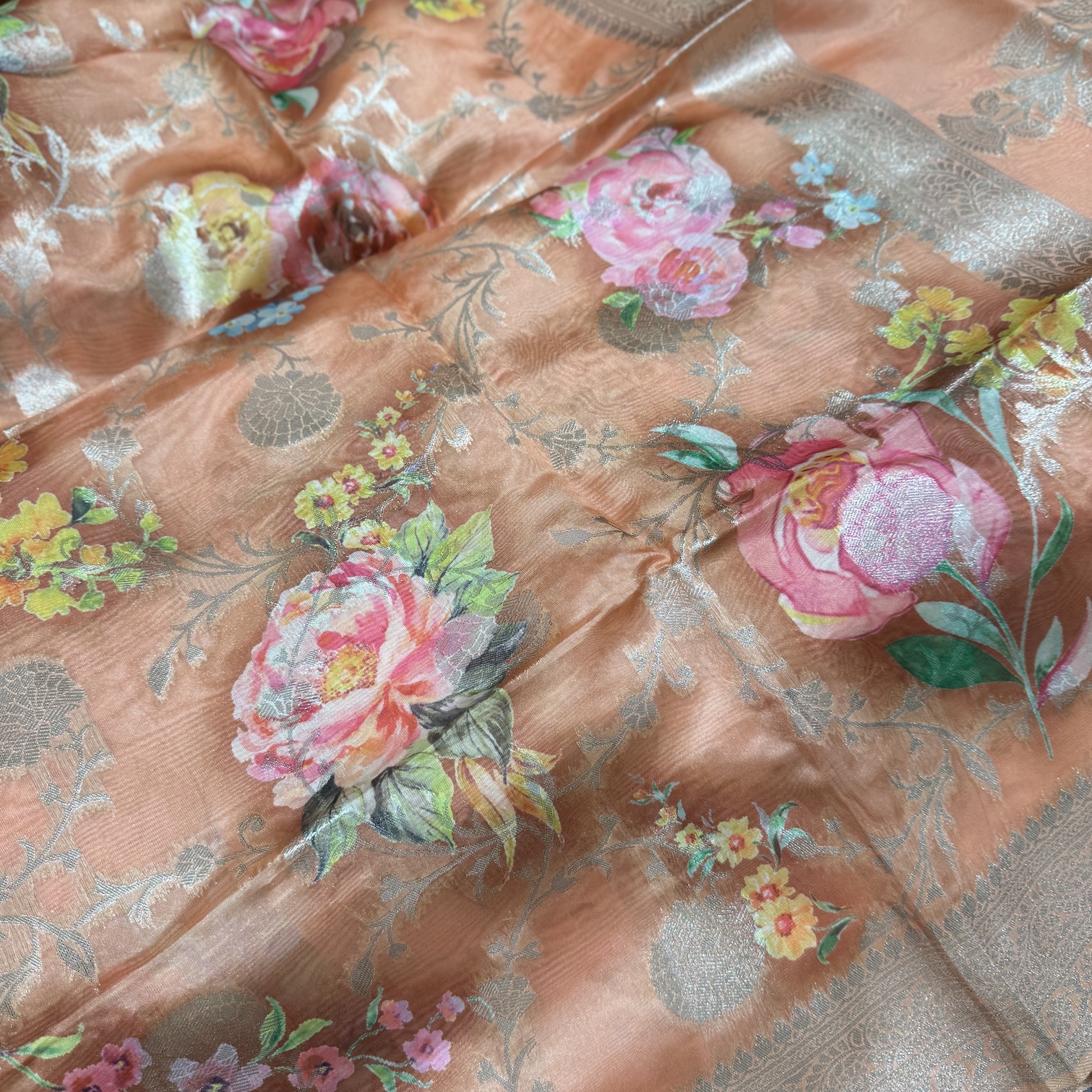 Prairie Orange Organza Saree