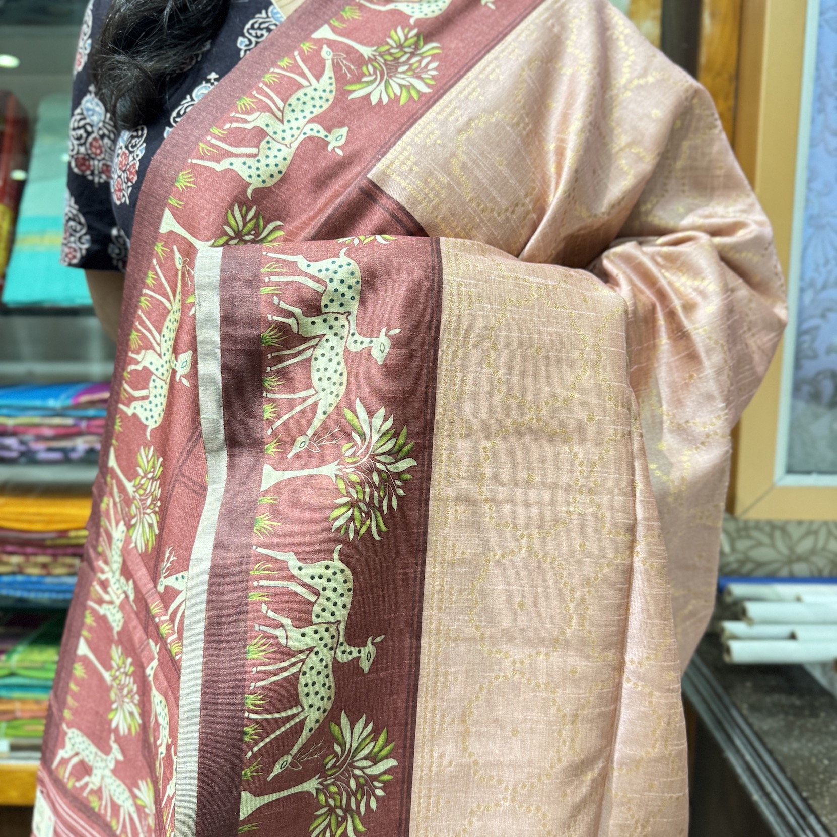 Mauve Chaapa Tussar Saree