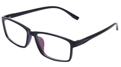 Rectangular Spectacle Frame. Glossy Black Color Frame. Transparent ARC Lens.