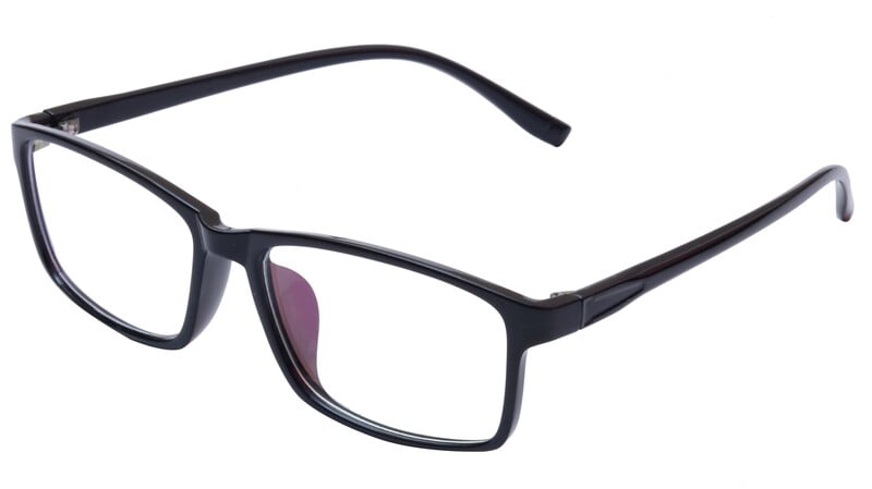 Rectangular Spectacle Frame. Glossy Black Color Frame. Transparent ARC Lens.