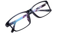 Rectangular Spectacle Frame. Glossy Black Color Frame. Transparent ARC Lens.