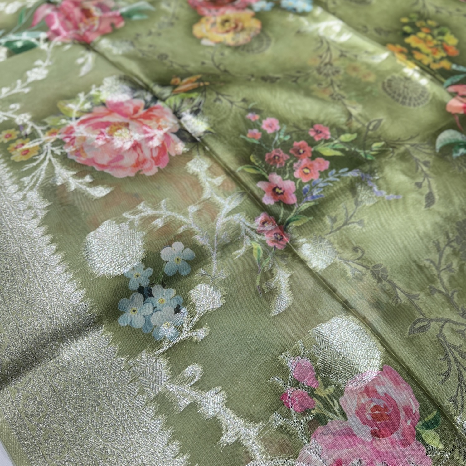 Grass Green Organza Saree