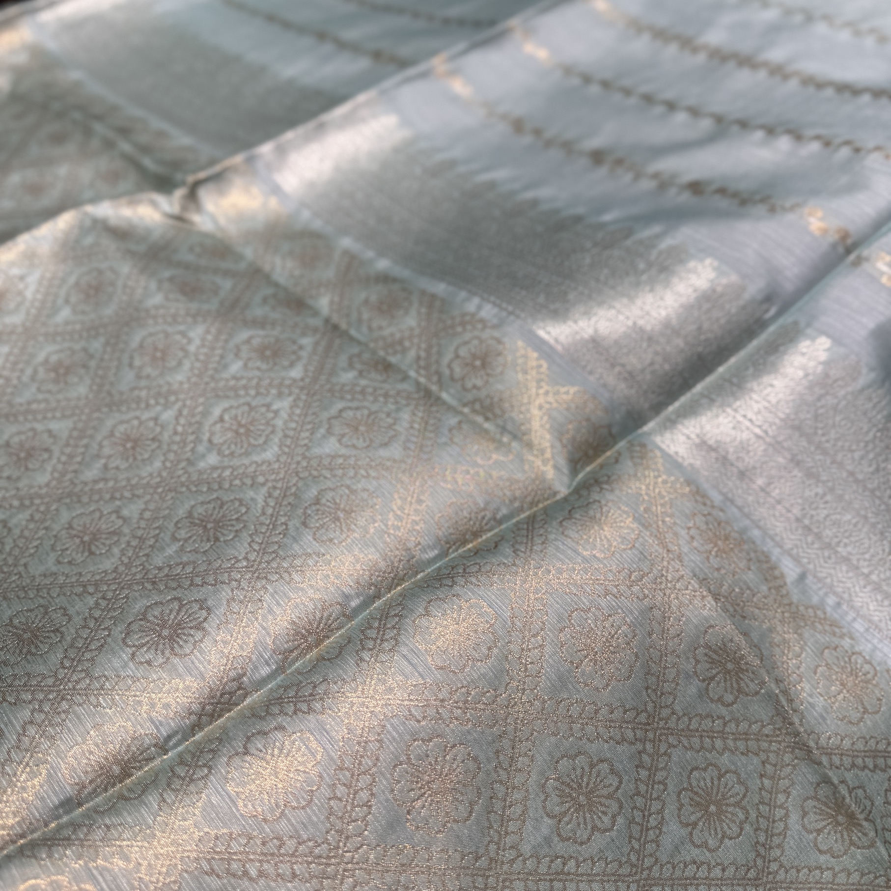 Sea Blue Tussar Saree