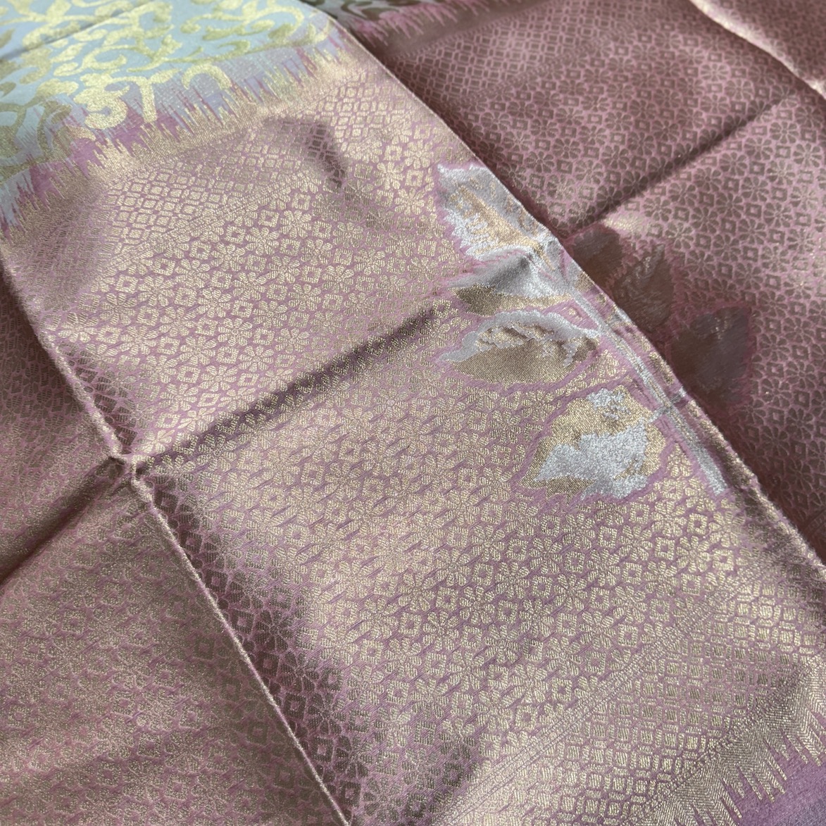 Silver Gray Chaapa Tussar Saree