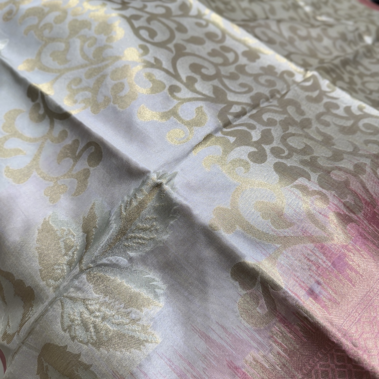 Silver Gray Chaapa Tussar Saree