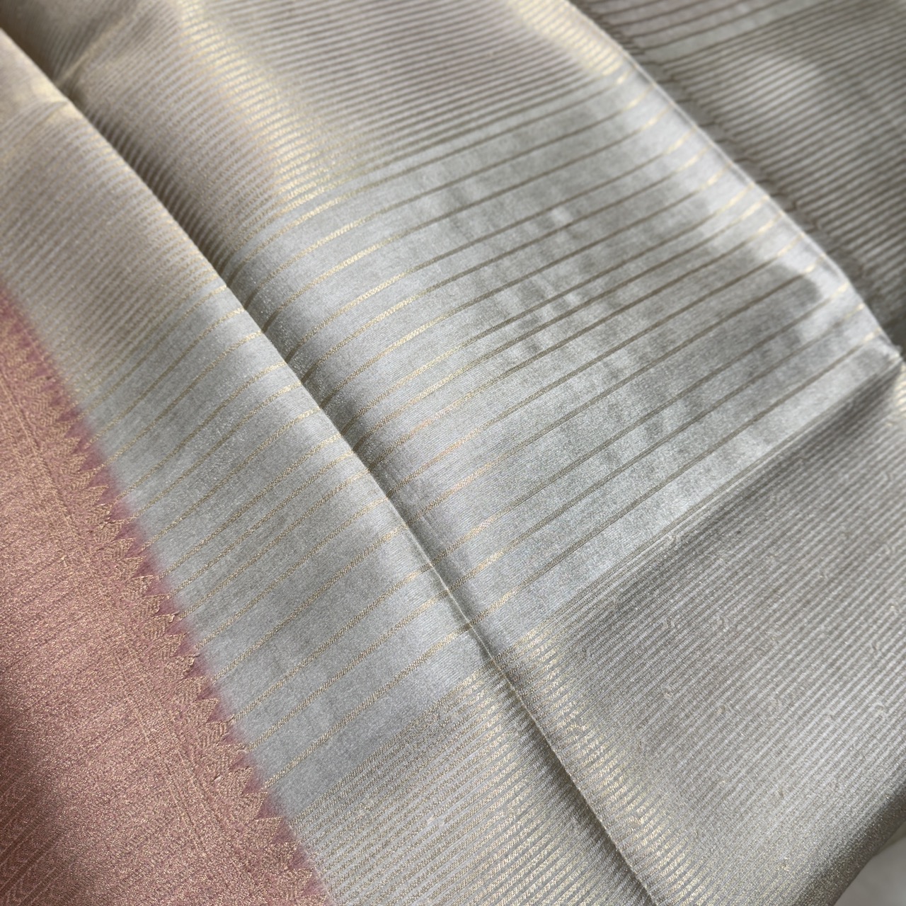 Metallic Gray Tussar Saree