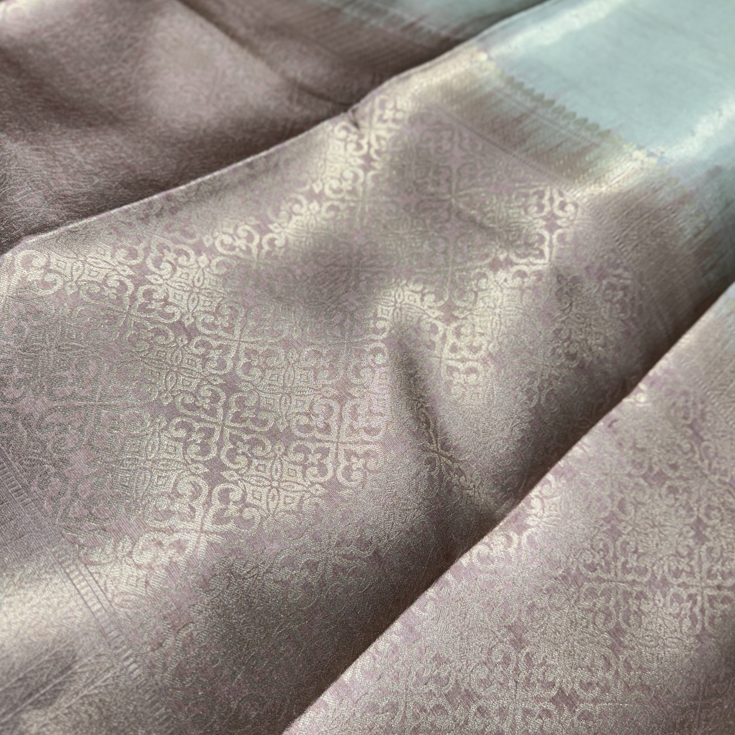 Metallic Gray Tussar Saree