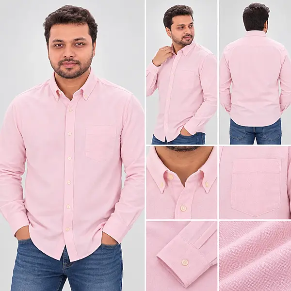 Soft Blush Pink Oxford Full-Sleeve Shirt