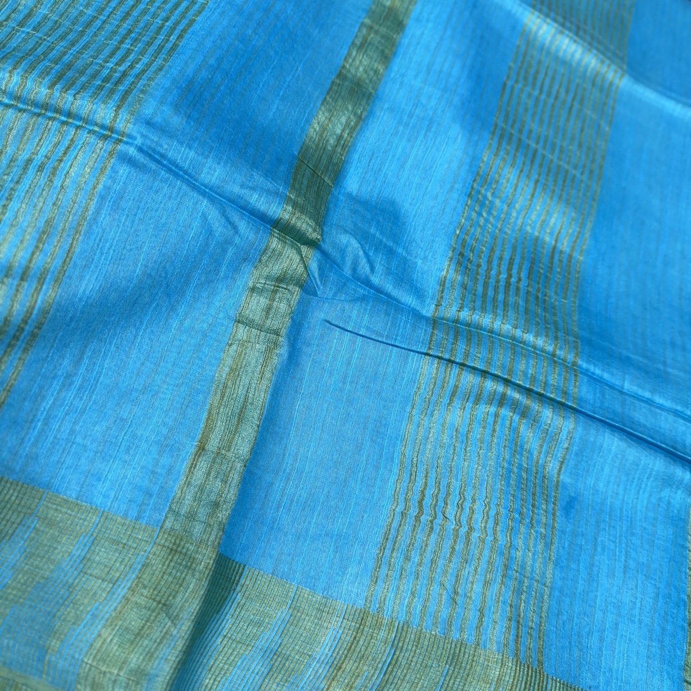 Sea Blue Tussar Bandani Saree
