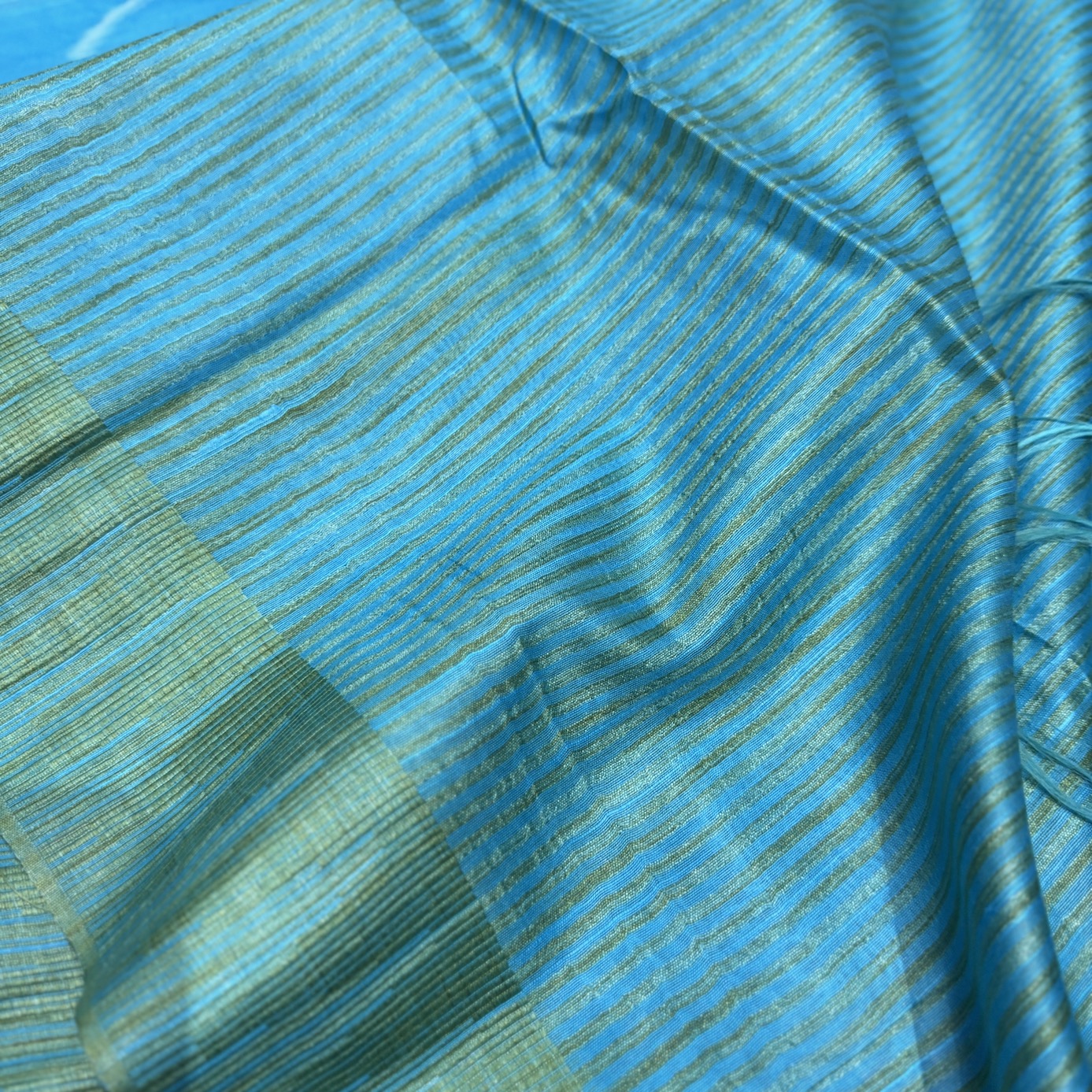 Sea Blue Tussar Bandani Saree
